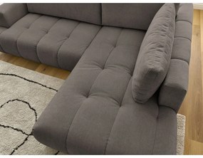 Szürkésbarna kinyitható-tárolóhelyes sarokkanapé (jobb oldali-L alakú) Fuji – Bobochic Paris