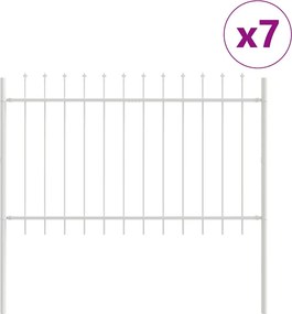 vidaXL Kerti Kerítés 7 pcs Fehér 11,9 x 0,8 m Porfestett acél