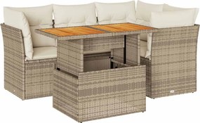 vidaXL 5 részes bézs polyrattan kerti ülőgarnitúra párnákkal