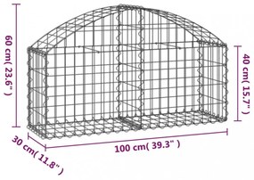 íves horganyzott vas gabion kosár 100x30x40/60 cm