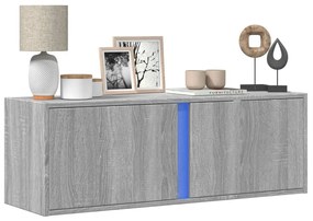 szürke sonoma színű fali TV-szekrény LED-ekkel 100 x 31 x 35 cm
