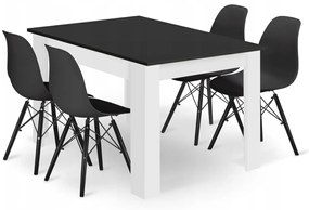 Fekete-fehér étkezőgarnitúra 1+4, MADO asztal 120x80 + YORK OSAKA székek