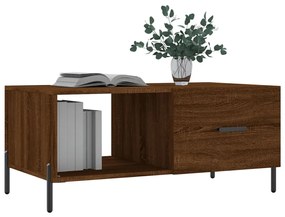 Barna tölgyszínű szerelt fa dohányzóasztal 90 x 50 x 40 cm