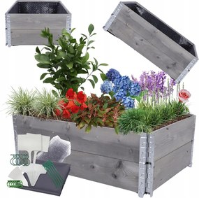 Lépcsőzetes fa virágtartó állítható 40x120x80 impregnált Vödör Fólia