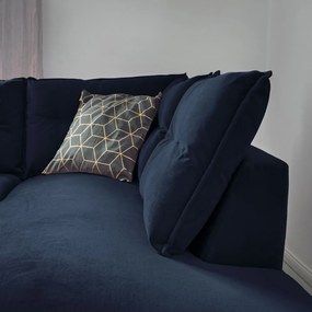 Stylish Stan L sötétkék kinyitható bársony sarokkanapé, jobb oldali - Miuform