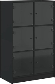 vidaXL fekete szerelt fa magasszekrény ajtókkal 68 x 37 x 109 cm