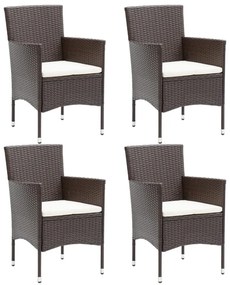 4 db barna polyrattan kerti étkezőszék