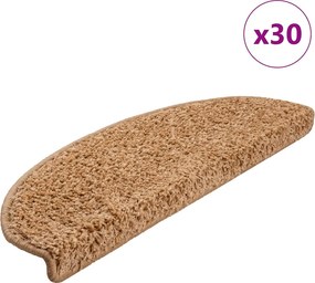 vidaXL 30 db bézs színű, félkör alakú lépcsőszőnyeg 65 x 21 x 4 cm, nagy