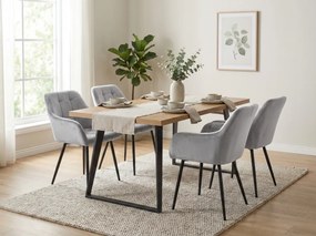 Szürke LOREN VELVET étkezőszék fekete lábakkal