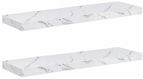 vidaXL Falpolc tárolóval 2 pcs Fehér márvány 90 x 23,5 x 4 cm Faanyag