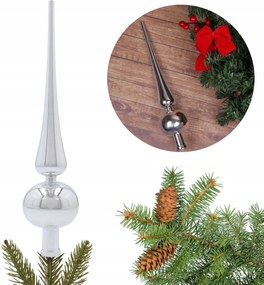 Ezüst spicc, törhetetlen karácsonyfadísz, csúcsdísz 30 cm