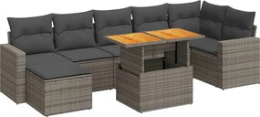 vidaXL 8 részes szürke polyrattan kerti ülőgarnitúra párnákkal