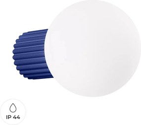 Fali lámpa ultramarin bordázott üveg fehér gömb 12 cm IP44 Sollux