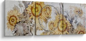 Kép - Napraforgó a falban (órával) (90x30 cm)