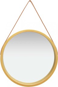 Aranyszínű fali tükör szíjjal 60 cm