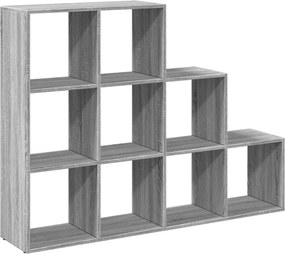 vidaXL 3 szintes szürke sonoma elválasztó könyvespolc 137,5x29x103,5cm