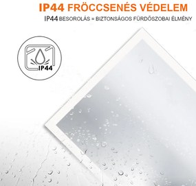 Viva AURA fürdőszoba tükör - érintőkapcsolós - páramenetesítős - órával - LED - FEKVŐ - 100 x 70 cm