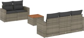 vidaXL 6 részes szürke polyrattan kerti ülőgarnitúra párnákkal