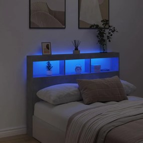 betonszürke áthidalószekrény LED-világítással 140 x 17 x 102 cm