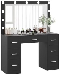 Nagy fésülködőasztal világítással 80 x 40 x 110cm fekete