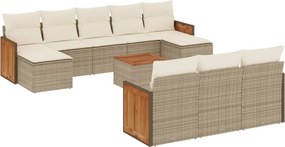 vidaXL 11 részes bézs polyrattan kerti ülőgarnitúra párnákkal