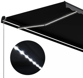 antracitszürke kézzel kihúzható LED-es napellenző 300 x 250 cm