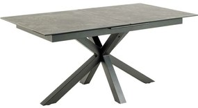 Asztal Oakland 892Fekete, 76x90x168cm, Hosszabbíthatóság, Edzett üveg, Kerámia, Fém