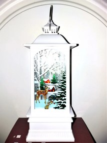 Karácsonyi Mintás Led Lámpás Hóember És Bambi Képpel - 19 Cm L10989 Usb Nyuszi Mosómaci Mókus Madár Van Rajta Ajándék