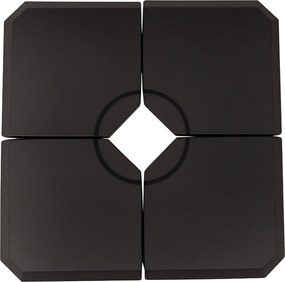 Outsunny 4 darabos napernyő talapzat készlet teraszra vagy kertbe, 80 kg víz vagy 120 kg homok tölthető stabilitás 100x100x9.5 cm fekete | Aosom