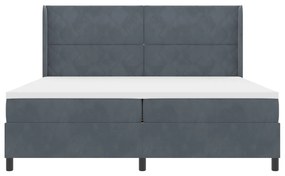 Boxspring ágy matraccal és LED világítással sötétszürke 200x200 cm bársony
