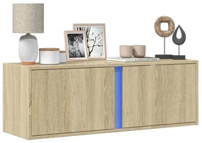 sonoma tölgy színű fali TV-szekrény LED-ekkel 100x31x35 cm