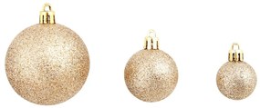 100 db-os rózsaszín/aranyszínű karácsonyi gömb készlet 3/4/6 cm
