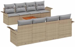 vidaXL Kerti Kanapé Szett párnával 9 pcs Bézs polirattan