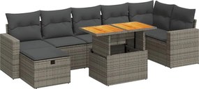 vidaXL 5 részes szürke polyrattan akácfa kerti ülőgarnitúra párnákkal