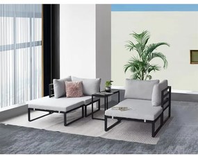 Kerti Bútorszett, Fém + Szövet, Szürke. AZ-L1761 SIL