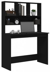 fekete szerelt fa íróasztal polcokkal 102 x 45 x 148 cm