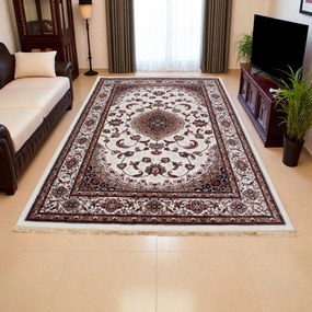 Gépi perzsa szőnyeg bézs Isfahan 200x300 klasszikus nappali szőnyeg