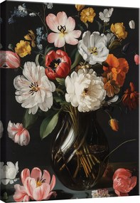 Hálószoba Nappali Vászonkép Virágok Fekete Modern Vászon Falikép 60x40