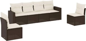 vidaXL 6 részes barna polyrattan kerti ülőgarnitúra párnával