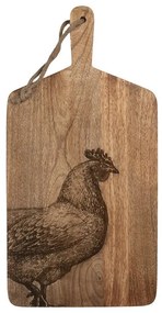 Barna fa vágódeszka kakas mintás 25x50x2 cm