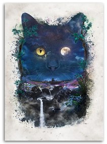 Gario Vászonkép Fekete macska éjszaka - Barrett Biggers Méret: 80 x 120 cm