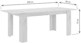 Titan étkezőasztal 160-200 cm matt fehér