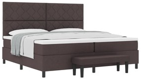 Box Spring ágy matraccal és padról sötétbarna 200x200 cm szövet