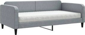 vidaXL világosszürke szövet kanapéágy matraccal 100 x 200 cm