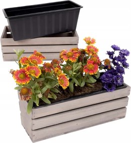 Erkélyláda Fából, Virágos Gyógynövények Műanyag Betét Az Erkélyre