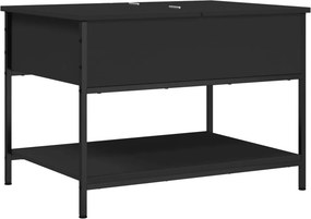 vidaXL fekete szerelt fa és fém dohányzóasztal 70 x 50 x 50 cm