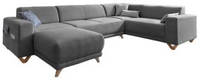 Szürke kinyitható-tárolóhelyes sarokkanapé (jobb oldali-U alakú) Classy Sophie – Miuform