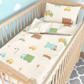 Goldea gyermek pamut ágyneműhuzat kiságyba - az autók világa 100 x 135 és 40 x 60 cm