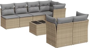 vidaXL 8 részes bézs polyrattan kerti ülőgarnitúra párnával