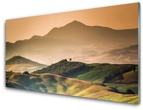 Akrilüveg fotó Field hegyek táj 125x50 cm
